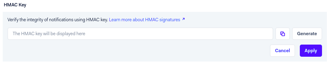 Genere una clave HMAC y guárdela.