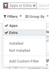 Agregar un filtro "Adicional" en las aplicaciones de Odoo