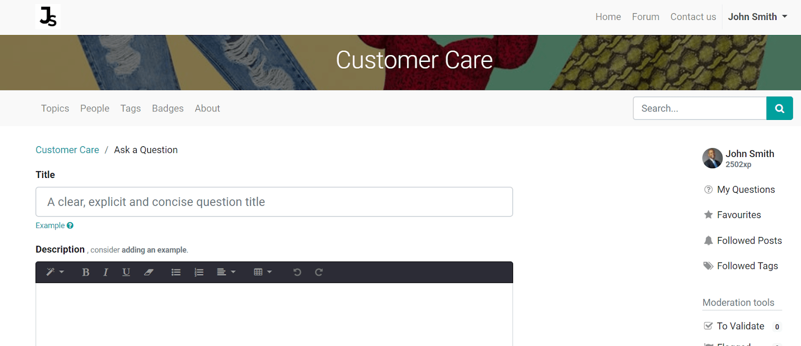 Vista general de la página de foros de un sitio web para mostrar los que están disponibles en el soporte al cliente de Odoo.