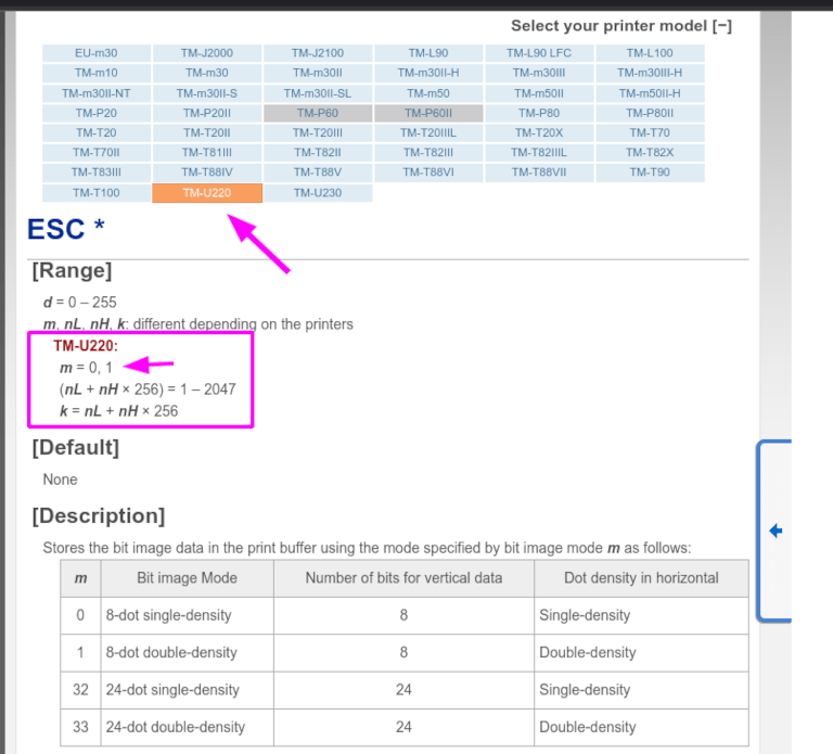 Especificaciones de la impresora Epson TM-U220 en el sitio web del fabricante.
