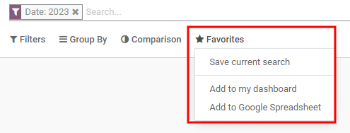 Opciones favoritas para reportes.