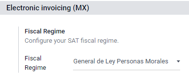 Configuración del régimen fiscal en los ajustes de Contabilidad.