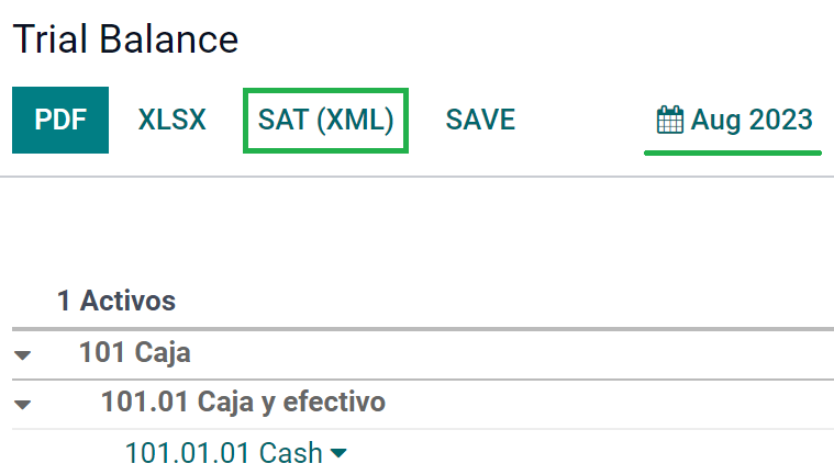 Reporte de la comprobación del balance.