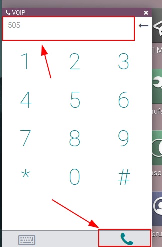 Conectarse a una extensión de conferencia con el widget de VoIP de Odoo.