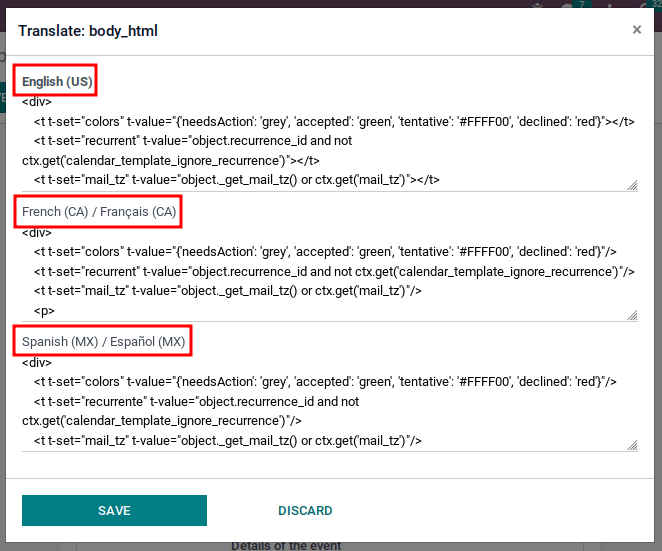 Traducción del contenido de la plantilla de confirmación de una cita reservada.